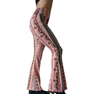 Flared broek - Dames - festival - High waist - carnaval- Roze - M