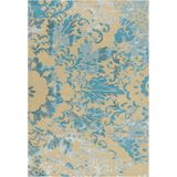 Wollen Vloerkleed - Crème/Turquoise - Satin - Ornamenteel - 120x180 cm