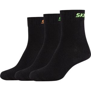 Skechers 3PPK Boys Mech Ventilation Socks SK41064-9999, voor een jongen, Zwart, Sokken, maat: 39-42