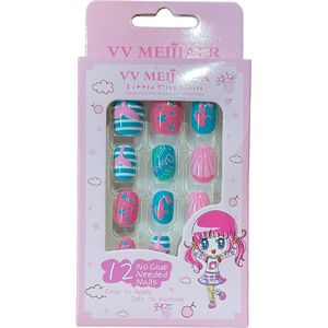 Kinder Plaknagels | Valse Nagels | 12 Stuks | Geen Lijm Nodig | Reggae