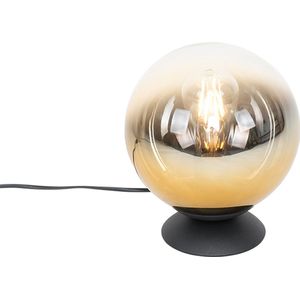 QAZQA pallon - Art Deco Tafellamp - 1 lichts - H 23 cm - Zwart Goud - Woonkamer | Slaapkamer | Keuken