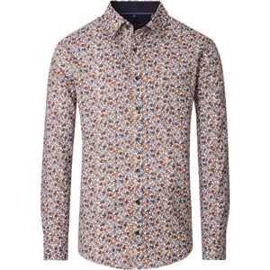 Casa Moda overhemd oranje katoen geprint wijde fit