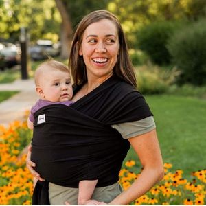 Draagdoek voor pasgeborenen - draagdoek voor baby's en peuters - gemakkelijk te knopen - draagzak voor pasgeborenen van katoen vanaf de geboorte tot 16 kg (zwart/zwart)
