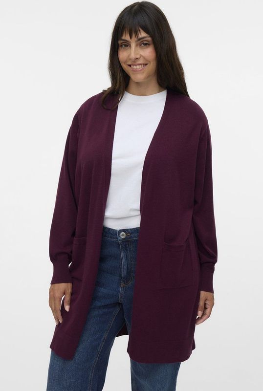 VERO MODA CURVE vest donkerpaars gebreid