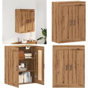 vidaXL Dressoir 69,5x34x90 cm bewerkt hout artisanaal eikenkleur - Dressoir - Dressoirs - Opbergkast - Wandkast