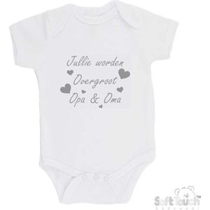 100% katoenen Romper ""Jullie worden overgroot opa & oma"" Unisex Katoen Wit/grijs Maat 62/68 Zwangerschap aankondigen - Bekendmaking zwangerschap - Zwangerschapsaankondiging