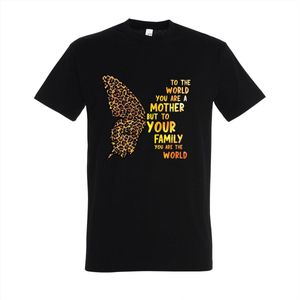 T-shirt To the world you are a mother but to your family you are the world - Zwart T-shirt - Maat L - T-shirt met print - T-shirt dames