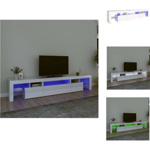 vidaXL Tv-Meubel - Middelgroot - Hoogglans Wit - 215x36.5x40cm - Met RGB LED-verlichting - Kast