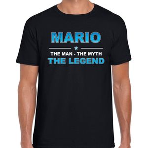 Naam cadeau Mario - The man, The myth the legend t-shirt  zwart voor heren - Cadeau shirt voor o.a verjaardag/ vaderdag/ pensioen/ geslaagd/ bedankt M