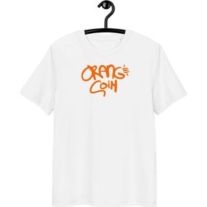 Bitcoin T-shirt - Orange Coin - Unisex - 100% Biologisch Katoen - Wit - Maat S | By BitPopArt | | Bitcoin cadeau| Bitcoin T-shirt| Bitcoin Shirt| Bitcoin Merch| Bitcoin Merchandise| Bitcoin Kleding| Crypto T-shirt