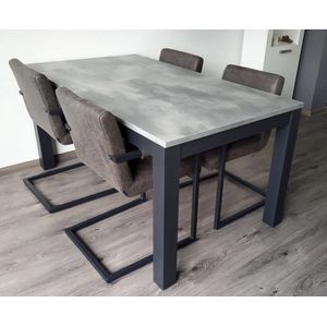 Eettafel Milaan - Betonlook / Zwart Onderstel - 90 x 140 cm