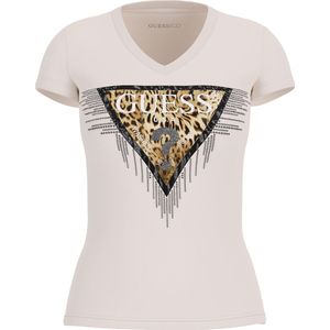 Guess SS VN Triangle Tiger T-Shirt - Dames - Cream White - Maat L