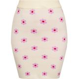 MYMO - Kokerrok - Crème / Pink - Bloemenprint - Slanke Pasvorm