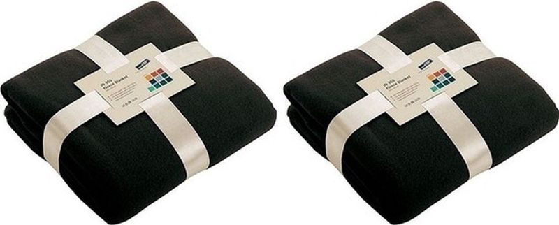 James & Nichols - Fleece Dekens - Zwart - Polyester - 2 Stuks