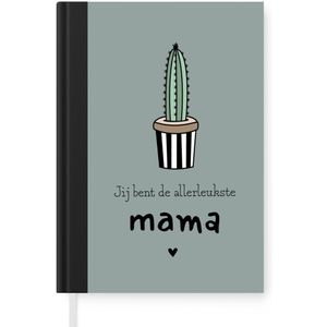 Notitieboek - Schrijfboek - Moederdag geschenk met tekst – Jij bent de allerleukste mama - grijze achtergrond - Notitieboekje klein - A5 formaat - Schrijfblok