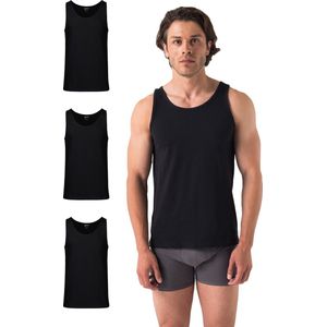 Barrio 13 Tanktops Onderhemd Heren - 3-Pack Zwart, 100% Katoen, Slim Fit, Mouwloos, x3 Zwart, (S-3XL)