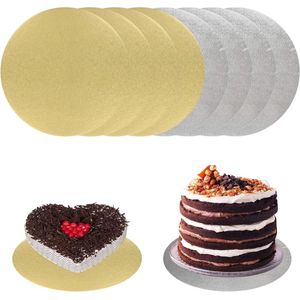 Taartbord - 8 stuks voor gebak en cupcakes - Goud + Zilver - 20 cm
