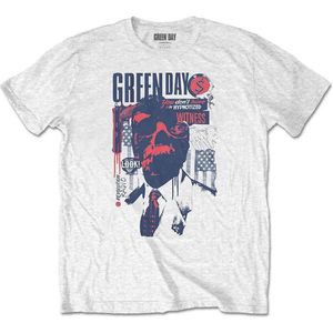 Green Day - Patriot Witness Heren T-shirt - M - Wit