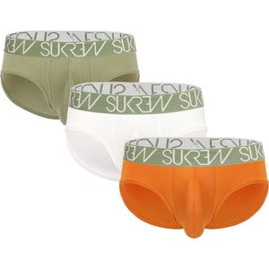 Sukrew Apex Brief Mirage Collection Multipack 1 x Khaki + 1 x Ecru + 1 x Camel - Size L - MAAT L - Heren Ondergoed - Slip voor Man - Mannen Slip