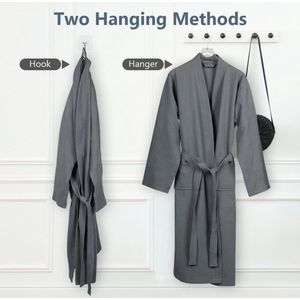 Badjas voor dames en heren, lichte wafelpiqué badjas, lichte wafel van 100% katoen, reisbadjas, kamerjas