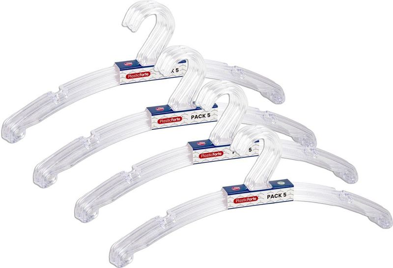 Plasticforte - Kledinghangers - Transparant - 20x - Kunststof - 42 x 18 cm
