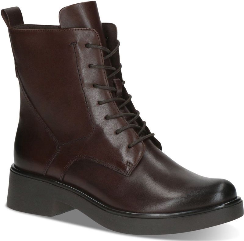 CAPRICE - Veterlaarsjes - Donkerbruin - Glad Leer - Blokhak