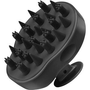 Hoofdhuidmassageborstel met Siliconen Borstelharen - Gevoelige Hoofdhuid Verzorging en Haargroei Stimulatie - Zwart