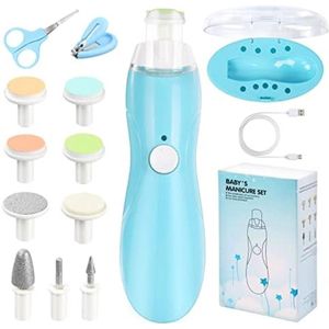 Selbro ® Elektrische Nagelvijl 12-in-1, Baby Nagelverzorgingsset met 9 Verwisselbare Opzetstukken, USB-Oplaadbaar, LED Verlichting, Stille Werking