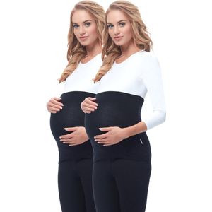 Be Mammy Dames Zwangerschapsbuikband - Zwanger - Viscose - 2Pack - BE-BE20-169-BB-2pack - Zwart/Zwart - 36/38