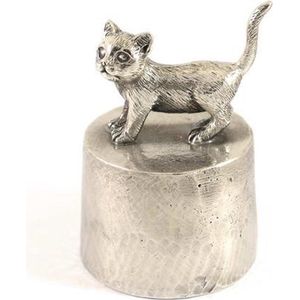 Poes 3 staande Zilvertin - Katten Asbeeld Dieren Urn Voor Uw Geliefde Poes Kat