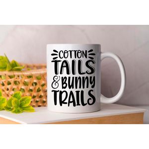 Mok Cotton Tails & Bunnys Trails- pets - honden - liefde - cute - love - dogs - cats and dogs - dog mom - dog dad - cat mom- cat dad - cadeau - huisdieren - vogels - paarden - kip