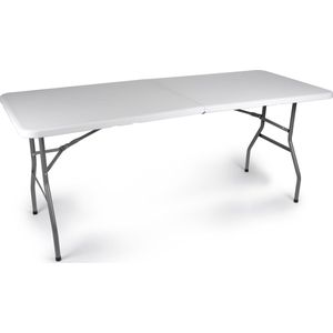 Campingtafel Inklapbaar - Tuintafel Kunststof - 180x74x74cm - tot 6 Personen - Wit