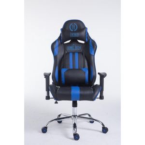 Gamingstoel kunstleer - zonder voetensteun - zwart/blauw - 135x70x135