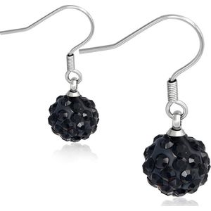 Amanto Oorbellen Bent Black - 316L Staal - Shamballa - ∅10mm - 28mm