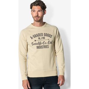 Twinlife Heren Sweater Raglan Print Gebreid- Trui - Comfortabel - Herfst en Winter - Kaki - 4XL