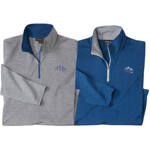 ATLAS FOR MEN - Set van 2 dunne, gemêleerde sweaters met rits Expédition - Heren - Verkrijgbaar in grote maten - L