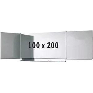 Whiteboard Deluxe Granville - Emaille staal - Schuifmechanisme - Vijfzijdige schoolbordwand - Weekplanner - Maandplanner - Jaarplanner - Magnetisch - Wit - 100x200cm