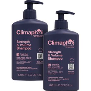 CLIMAPLEX Strength & Volume Shampoo Voordeelverpakking - Herstelt, Versterkt & Voedt - Beschermt Tegen Weerselementen - Voor Beschadigd Haar - 400 ml - 2 Stuks