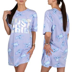 DISNEY Stitch Blauw, damesnachthemd, nachthemd, pyjama KATOENEN slaaphemd VOOR ZOMER