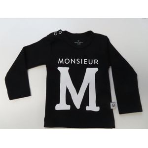 Wooden Buttons - Basics- T shirt - Lange mouw - Zwart - Monsieur M - 86/ 92