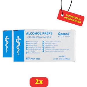 Romed Alcohol Doekjes - 2 x 100 Stuks - Voordeelverpakking - Verpakt per stuk