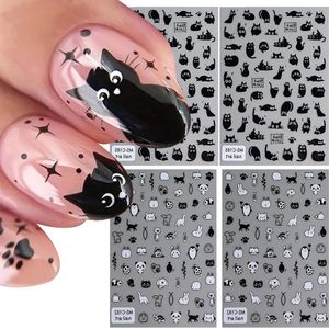 VD WEIDE ENTERPRISE - Kat Nagelstickers Zelfklevend Halloween Nail Art - 4 Vellen voor Kinderen .