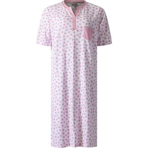 Lunatex - 224176 - Dames Nachthemd - Korte Mouw - 100% Katoen - Roze