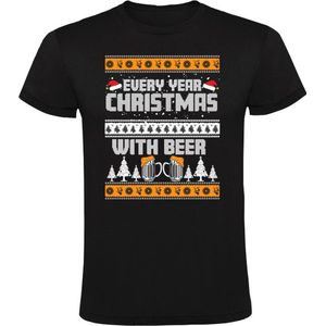 Every year Christmas with beer Heren T-shirt - kerst - bier - kerstmis - feestdag - winter - feest - grappig - kerstshirt