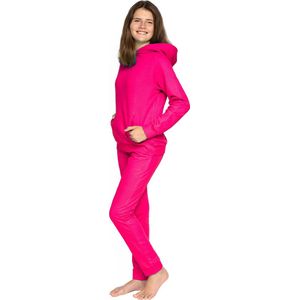 Joggingpak meisjes, huispak meisjes, trainingspak meisjes, kleur fuchsia - Maat 158/164