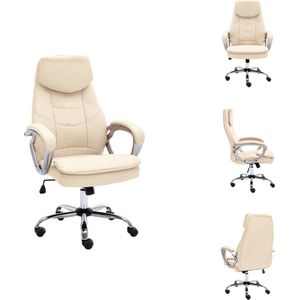 vidaXL Kantoorstoel Ergonomisch - Verstelbaar - Crème - Echt leer - 64.5 x 75.5 x (109-119) cm - Draagvermogen 110 kg - Bureaustoel