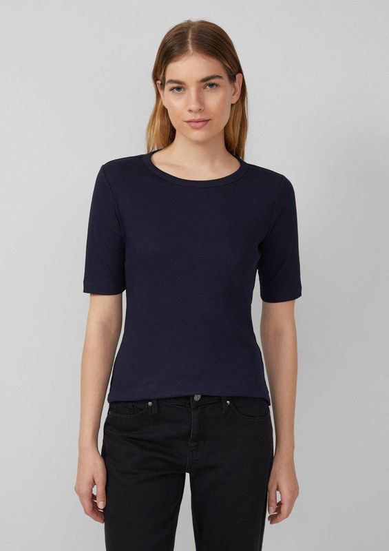 s.Oliver - Shirt - Navy - Kwartmouw - Slanke Pasvorm