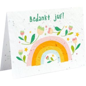 Bloeikaart Bedankt juf! - Wenskaart bedankje voor juf - kaart met bloemenzaadjes en envelop