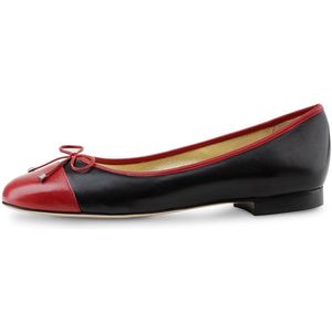 Werner Kern Ada Ballerina's Dames - Zwart met Rood Leer - Ballerina schoenen - Instappers - Nette Damesschoenen - Kantoorschoenen - Werner Kern Ballerinas - Zwart/rood - 40.5