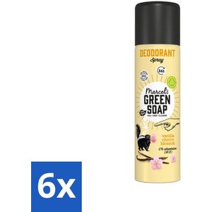 Marcel's Green Soap - Deodorant Spray - Vanilla & Cherryblossom - Langdurige frisheid - 150 ml - Voordeelverpakking - 6 stuks